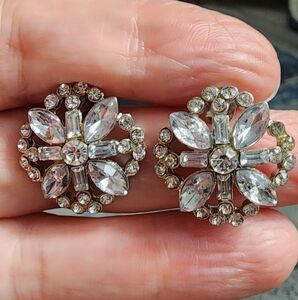 Silvertone Starburst Crystal Earrings